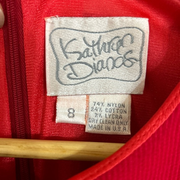 Vintage 80’s Kathryn Dianos dress red bodycon zebra fur buttons party cocktail - Picture 5 of 8